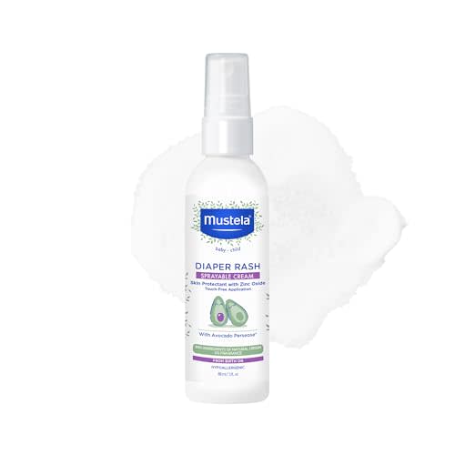 Mustela Baby Diaper Rash Cream Spray  Touch-Free protectant with Zinc Oxide & Natural Avocado - Treats, Soothes and Prevents Diaper Rash- Fragrance-Free - 3 fl. oz