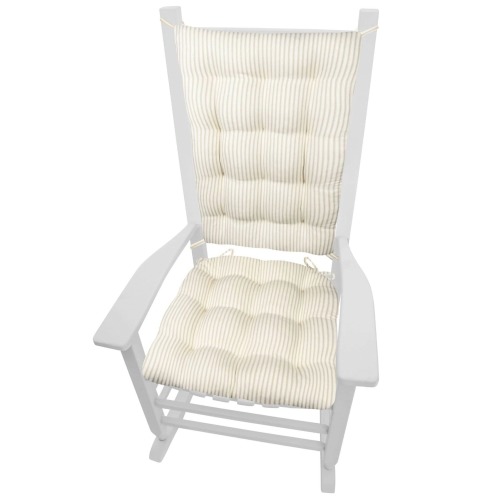 Ticking Stripe Natural Rocking Chair Cushions - Made in USA - 100% Cotton