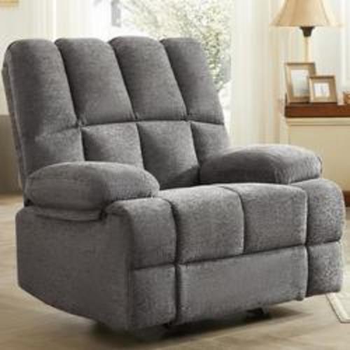 Oversized Light Gray Manual Rocker Recliner