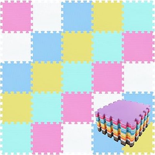 qqpp EVA Rubber 18 Tiles Interlocking Puzzle Foam Floor Mats - Baby Play Mat for Playing | Exercise Mat for Home Workout. QC-ACEGHb18N