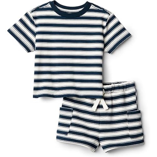 Amazon Essentials x Sofia Grainge Babies, Toddlers, and Boys' T-Shirt and Short Play Set, Multipacks