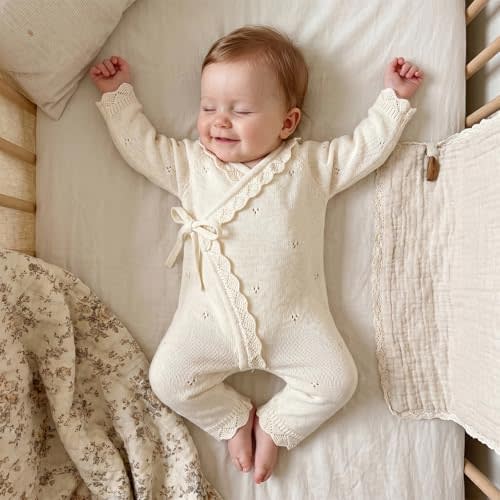 Kupretty Newborn Girl Outfit Baby Sweater Knit Romper Jumpsuit