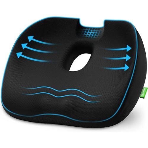 AUVON Innovative Donut Pillow Hemorrhoids Scientific Center Hole and Tailbone Cutout, Orthopedic Pain Relief Donut Seat Cushion for Coccyx, Sciatica, Postpartum Pregnancy, After Surgery Sitting Relief