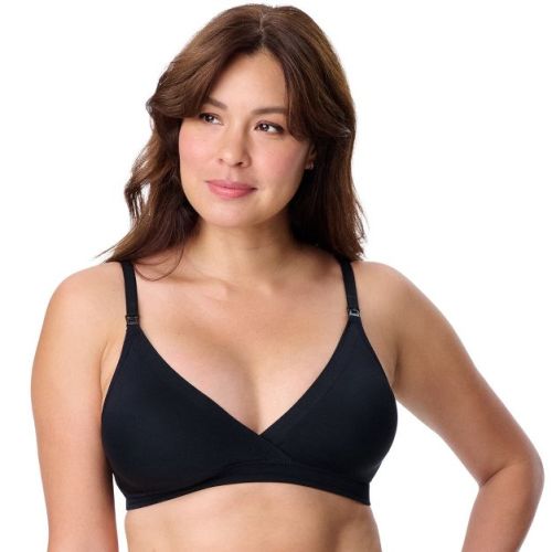 Motherhood Maternity Women's Maternity Wireless Seamless Wrap Nursing Bra- Black, Medium