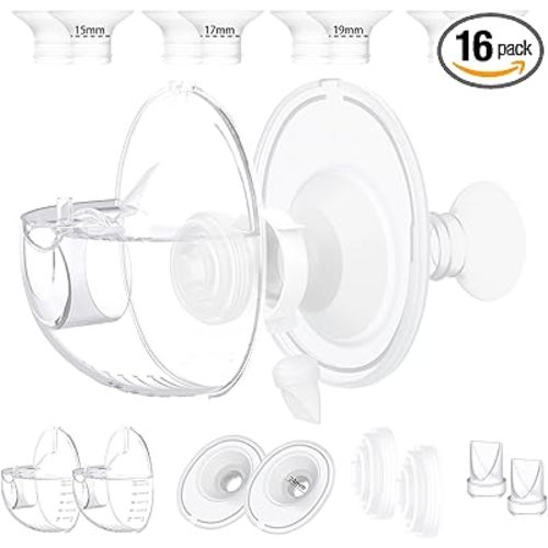 Two Complete Sets Compatible with Momcozy M5 Breast Pump Replacement Parts, 24mm Collection Cup and 15/17/19/21mm 8pcs Flange Size Kit for M5 only, not Other Models