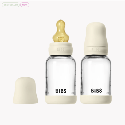 BIBS Glass Baby Bottle 4oz Latex 2-Pack Ivory | Slow Flow – Bibsworld store US