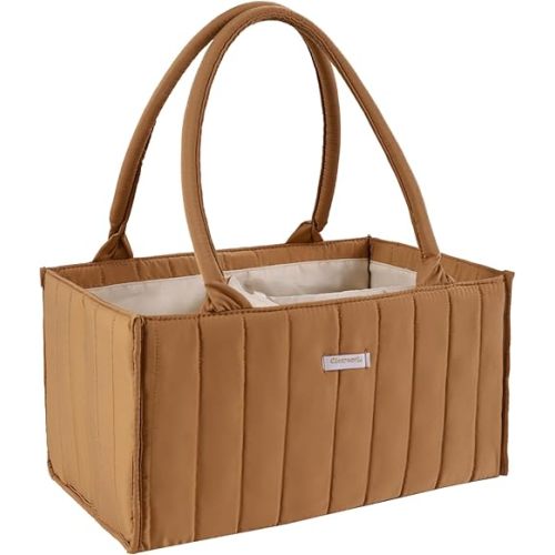 Clearworld Baby Diaper Caddy Organizer,Nursery Storage Basket, Gift for Baby Shower,Baby Registry Must Have,Baby Diaper Caddy Organizer for Diapers and Newborn Essentials,Mocha Brown