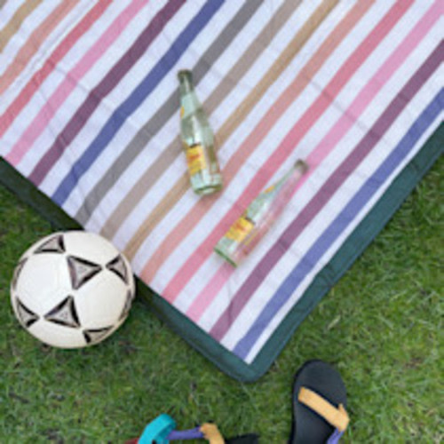 Little Unicorn Outdoor Blanket - Chroma Rugby Stripe, 5 X 5 Ft