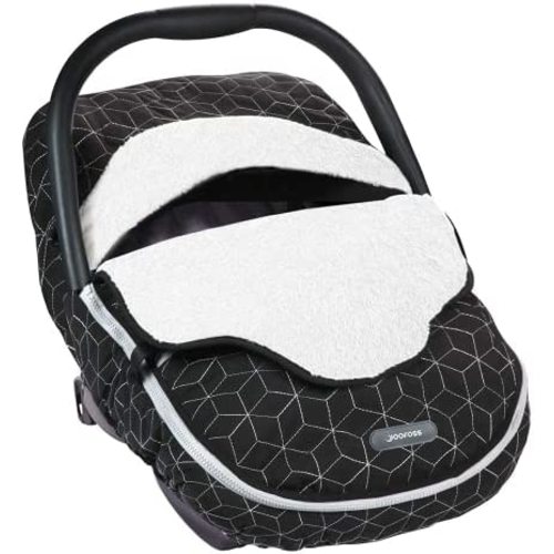 Yoofoss Baby Car Seat Cover Winter Carseat Canopies Cover to Protect Baby from Cold Wind, Super Warm Plush Fleece Baby Carrier Cover for Infant Boys Girls (Black)