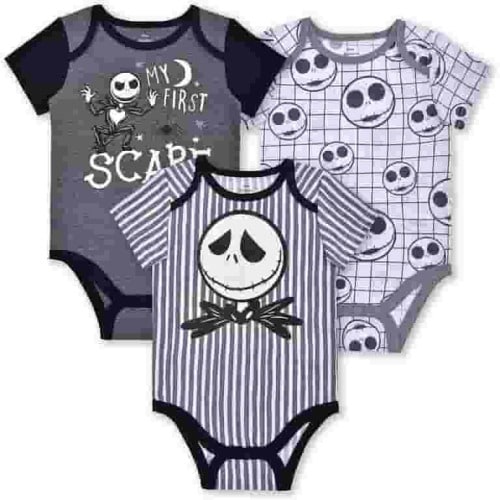 Disneys Night Before Christmas 3 Pack Short Sleeve Creeper for Baby, Romper Bodysuit Set