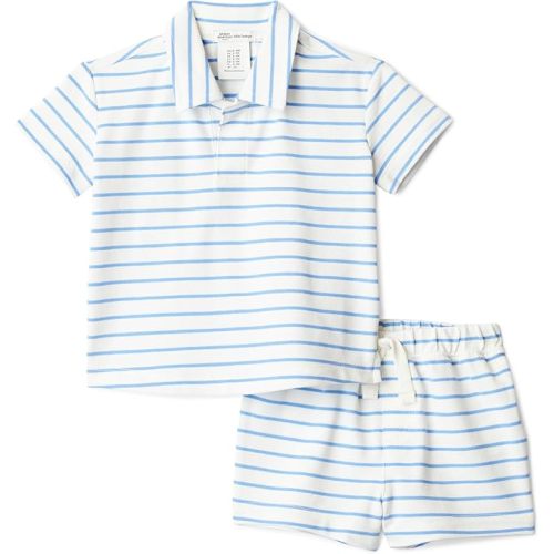 Amazon Essentials x Sofia Grainge Toddlers and Baby Boys' Cotton Pique Short Sleeve Shirt & Shorts Play Set