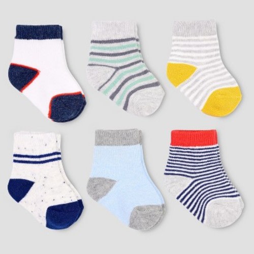 Baby Boys' 6pk Stripe Crew Socks - Just One You® made by carter's 3-12M