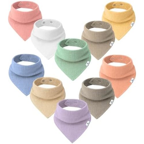 DiaperSquad's 100% Organic Cotton Baby Drool Bibs, Super Absorbent & Adjustable Baby Bibs for Drooling and Teething