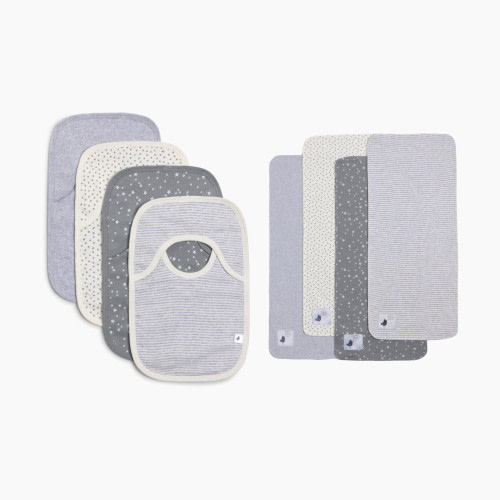 Small Story Organic Lap Bib & Burp Cloth Bundle - Grey