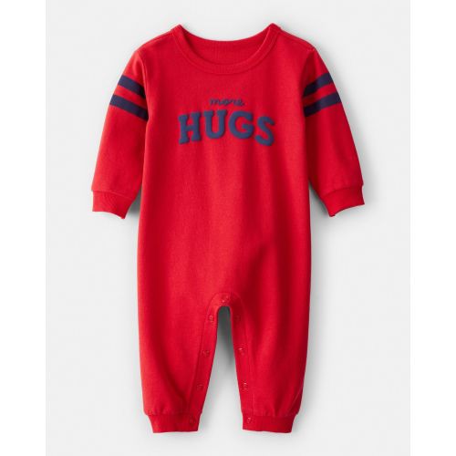 Baby Valentine's Day More Hugs French Terry Long-Sleeve Jumpsuit - Red | Carter's