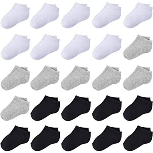 Duufin 25 Pairs Toddler Ankle Socks Low Cut Kids Half Cushion Socks Low Rise Ankle Socks for Boys and Girls