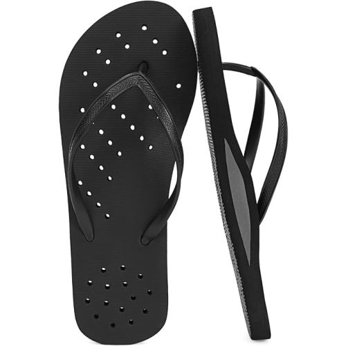 STQ Shower Shoes Women Quickly Dry Arch Support Flip Flops Non Slip Beach Pool Dorm Thong Sandals with Drain Holes