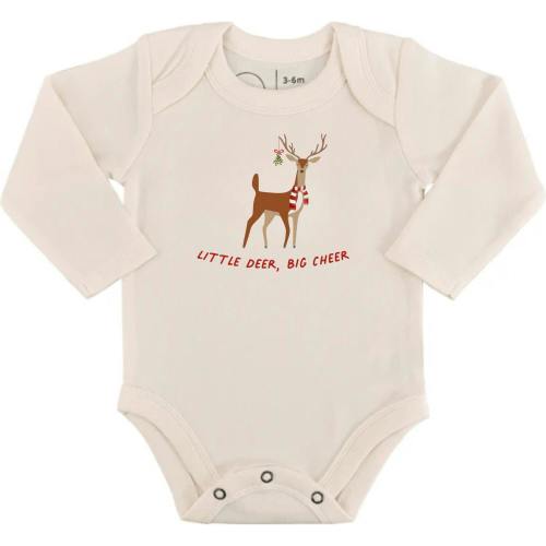Organic Cotton Long Sleeve Graphic Bodysuit | Little Deer Big Cheer