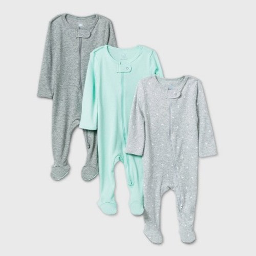 Baby 3pk Sleep N' Play - Cloud Island™ Gray Newborn