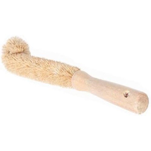1PCS 24.5cm/9.6'' Hangable Coconut Fibre Bottle Cleaning Brush with Wooden Handle Cup Pot Brush Scrubber Washing Brush for Glass Decanter Feeding-Bottle Winebottle