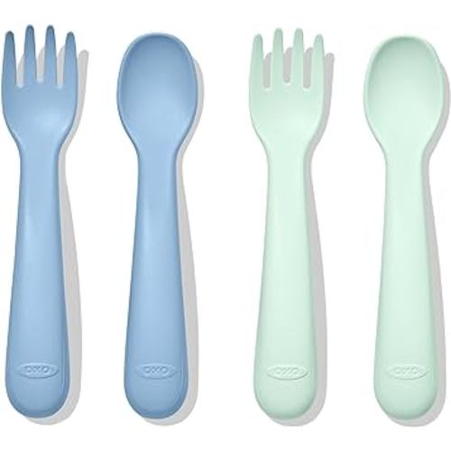 OXO Tot Plastic Fork and Spoon Set - Opal and Dusk