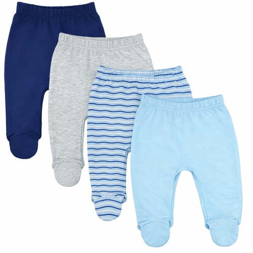 123 Bear, Baby Pants with Feet, Soft Cotton Spandex, Pull-on Style