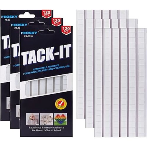 Feosky Adhesive Poster Sticky Tack Putty, Reusable and Removable Adhesive Putty, Mounting Putty for displaying Wall Paintings, Picture, Decoration, Crafts (White, Pack of 3)