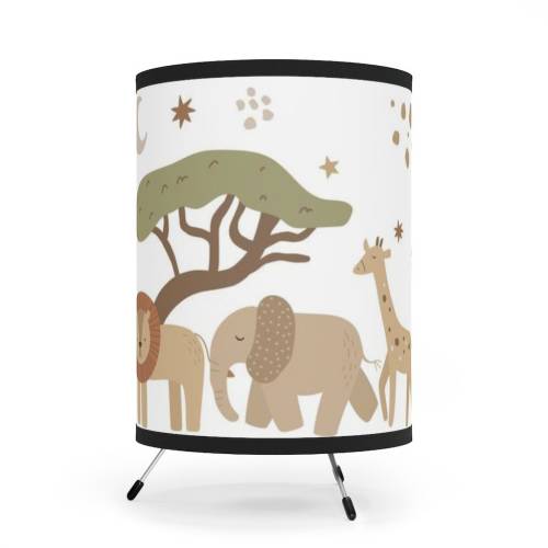 Safari Animals Lamp, Jungle Nursery Decor, Modern Safari Table Lamp, Safari Baby Room decor, Kids room lamps, Bedside lamp tripod - MoS