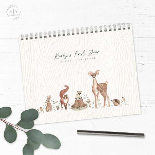 Woodland Animals First Year Baby Calendar