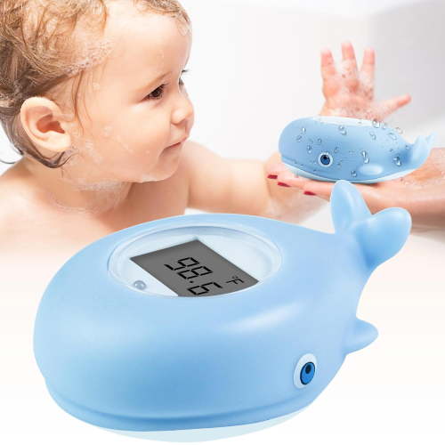 Baby Bath Thermometers Safety, Digital Room Thermometer with LED Display, Water Temperature Thermometer Floating Toy Bath Toys for Infant Kids Newborn, Blue