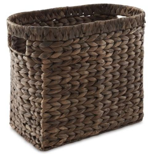 Casafield Magazine Holder Basket with Handles - Oval Seagrass Water Hyacinth Storage Bin for Bathroom, Home Office