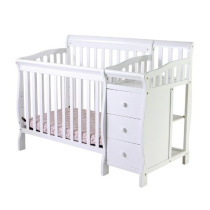 Dream On Me Jayden 4‑in‑1 Mini Convertible Baby Crib & Changer with Storage in White, Pinewood, GreenGuard Gold & JPMA, 1” Mattress Pad, 3 Mattress Heights, Converts to Mini Day & Twin-Size Bed