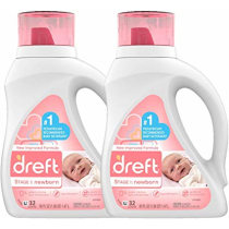 Dreft Newborn Baby Liquid Laundry Detergent, Gentle on Sensitive Skin, HE Compatible, 2 Pack, 32 Loads Each, Baby Laundry Detergent, Newborn Essentials
