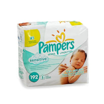 Pampers Baby Wipes Sensitive, Water Based Wipes, Hypoallergenic and Unscented Wipes, 192 Wipes Total (3 Refill Packs)