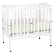 Delta Children Folding Portable Mini Baby Crib with 1.5-inch Mattress - Greenguard Gold Certified, White