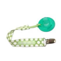 BooginHead Baby Newborn PaciGrip Pacifier Clip, Delicate Dot Polka Dots, Green/White