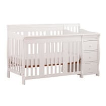 Storkcraft Portofino 5-in-1 Convertible Crib & Changer (White) – GREENGUARD Gold Certified, Fits Standard Crib Mattress, Converts to Toddler Bed and Full Bed, 4 Adjustable Mattress Heights