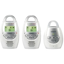 VTech DM221-2 Audio Baby Monitor with up to 1,000 ft of Range, Vibrating Sound-Alert, Talk Back Intercom, Night Light Loop & Two Parent Units, White