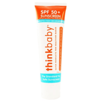Thinkbaby SPF 50+ Baby Mineral Sunscreen – Safe, Natural Sunblock for Babies - Water Resistant Sun Cream – Broad Spectrum UVA/UVB Sun Protection – Vegan Baby Sunscreen Lotion, 3 Oz.