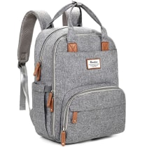 RUVALINO Diaper Bag Backpack, Multifunction Travel Pack Maternity Baby Changing Bags, Large Capacity, Waterproof, Gray
