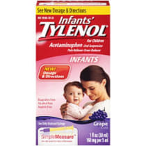 Infants' Tylenol Oral Suspension Liquid Medicine with Acetaminophen, Baby Fever Reducer & Pain Reliever for Minor Aches & Pains, Sore Throat, Headache & Toothache, Grape Flavor, 1 fl. Oz