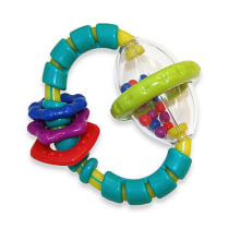 Bright Starts Grab & Spin Baby Rattle & BPA-Free Teether Toy, Ages 3 Months+