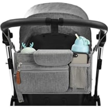 1pc Universal Baby Stroller Storage Bag With Hook & Insulated Cup Holder &  Detachable Shoulder Strap, Geometric Diaper Bag Organizer For Diapers,  Wipes, Toys And Snacks