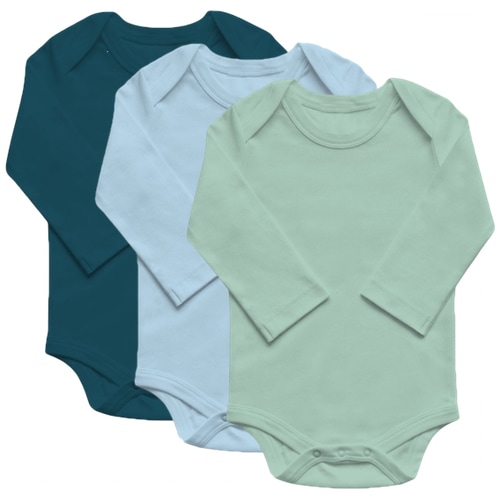 Organic Basics Long Sleeve Bodysuit 3-Pack - Boys, 3-6m
