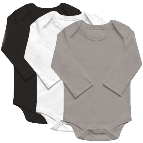Organic Basics Long Sleeve Bodysuit 3-Pack - Neutral, 3-6m