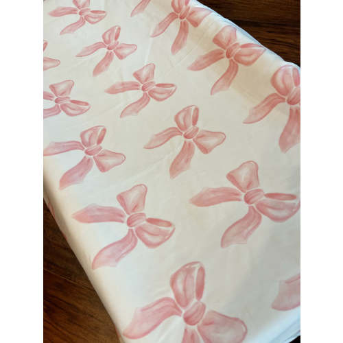 Petal Pink Bows Contoured Changing Pad Cover