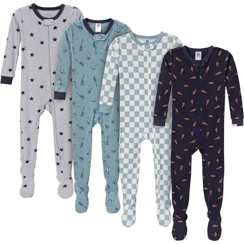 Gerber Baby Boys' 4-Pack Footed Pajamas