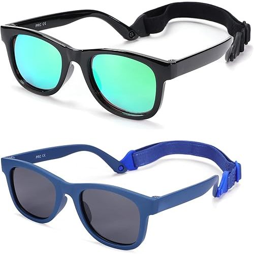 COASION Bendable Flexible Polarized Newborn Baby Sunglasses with Strap for Infant Boys Girls Age 0-12 Months CA8042
