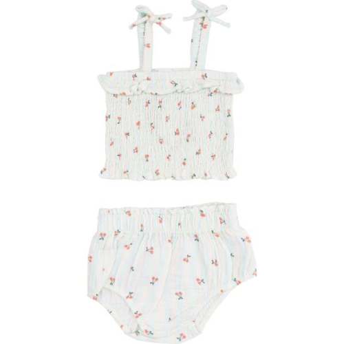 Smocked Ruffle Top and Bloomer, Cherry Stripe - Angel Dear | Maisonette