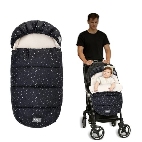 LAT Baby Warm Bunting Bag Universal,Stroller Sleeping Bag Cold Weather,Waterproof Toddler Footmuff(Detachable,Black+White Stars)
